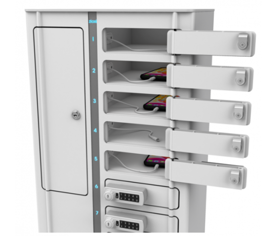 Taquillas de carga Zioxi Volt USB-C VSP1-10S-UC-K-G para 10 móviles - cerradura con llave