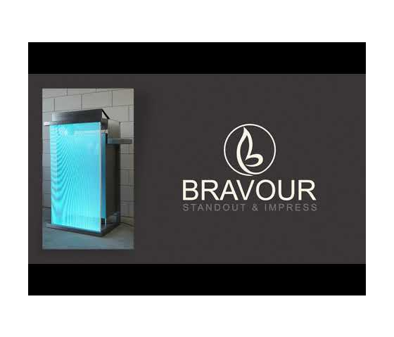 Acryl/Edelstahl Rednerpult LED-Box - Farbe nach Wahl