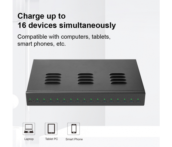 16 Port USB-C 1000W Lade-Hub - schwarz