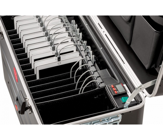 iPad laad- en sync koffer i16 met 16 lightning kabels voor 16 iPads - zwart