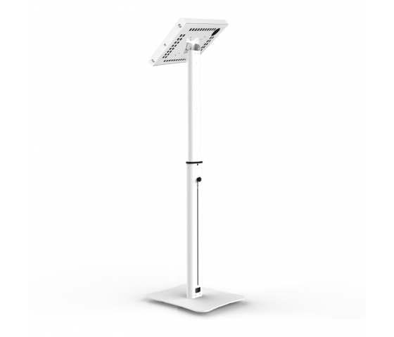Height adjustable tablet floor stand with LED lighting Securo M for 9-11 inch tablets - white