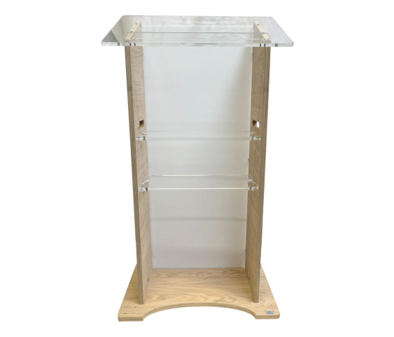 Acrylic-wood lectern Esmeralda – oak-coloured 