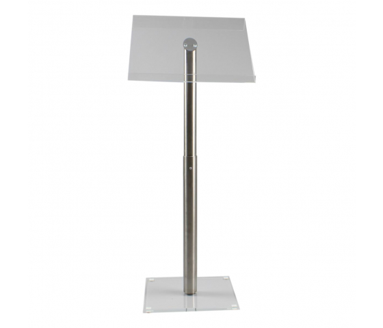 Height-adjustable metal/Acrylic lectern Vivaldi - stainless steel/clear