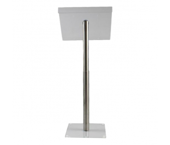 Height-adjustable metal/Acrylic lectern Vivaldi - stainless steel/clear