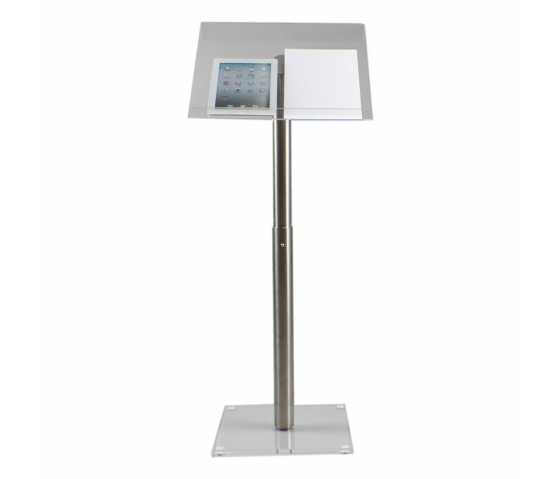 Height-adjustable metal/Acrylic lectern Vivaldi - stainless steel/clear