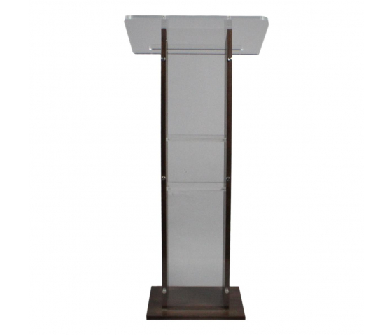 Acrylic/wood lectern Sapphire – walnut colour