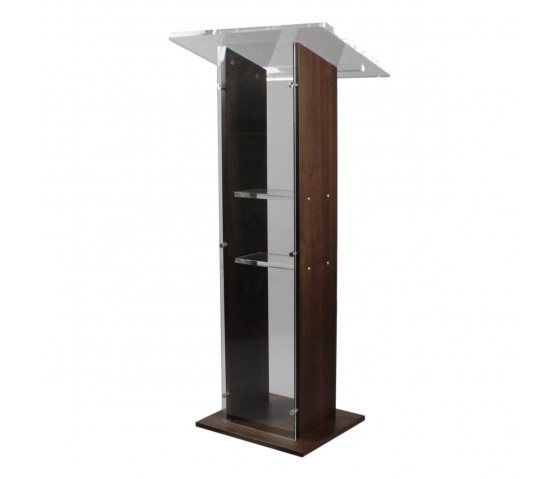 Acrylic/wood lectern Sapphire – walnut colour