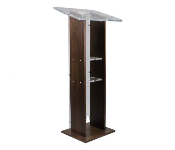 Acrylic/wood lectern Sapphire – walnut colour