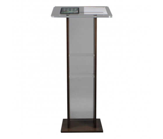 Acrylic/wood lectern Sapphire – walnut colour