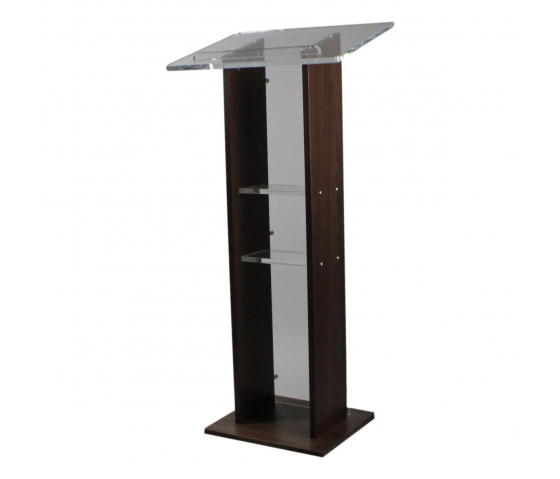 Acrylic/wood lectern Sapphire – walnut colour