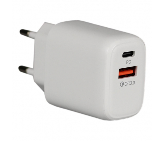 20w nätadapter med USB-A- och USB-C-kontakter