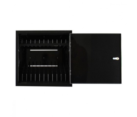 BRVD12 Ladeschrank für 12 Tablets oder Laptops bis zu 17 Zoll - schwarz - Steckdosen