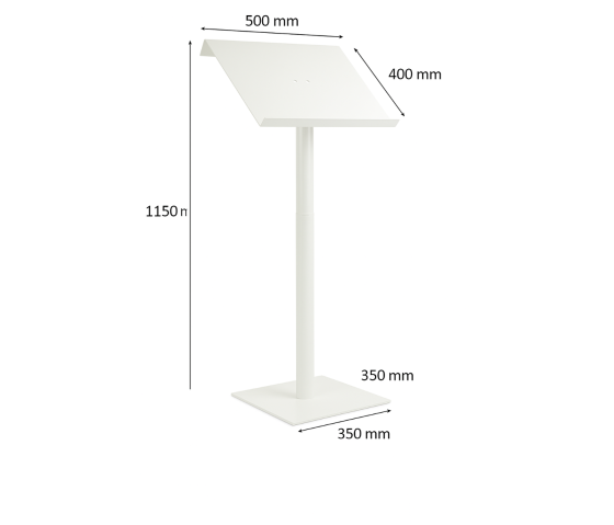 Height adjustable metal/acrylic lectern Vivaldi - white
