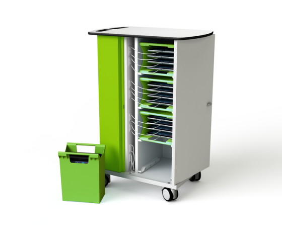iPad charging cart with carry baskets - USB-C to LAN - 16 tablets - digital code lock