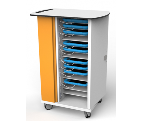 Lockable mobile charging cabinet CHRGT-GC-15-K for 15 iPads in large protective covers - key lock