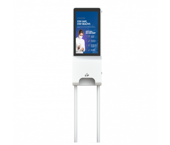 Multimedia disinfection column with sensor Klora - 32 inch screen - freestanding model
