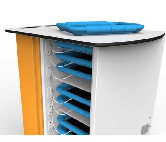 USB-C oplaadkar voor 15 iPads in grote beschermcovers - Zioxi CHRGTUC-GC-15-K - sleutelslot