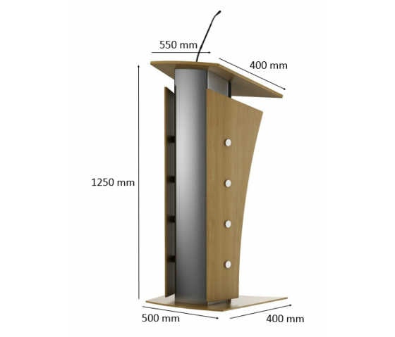 Metal/wood lectern Armagosa - oak colour