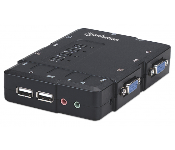 Switch KVM compatto a 4 porte con funzionalità audio e microfono