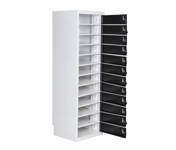 Charging locker BR12KL Black for 36 mobile devices - USB ports & outlets - key locks