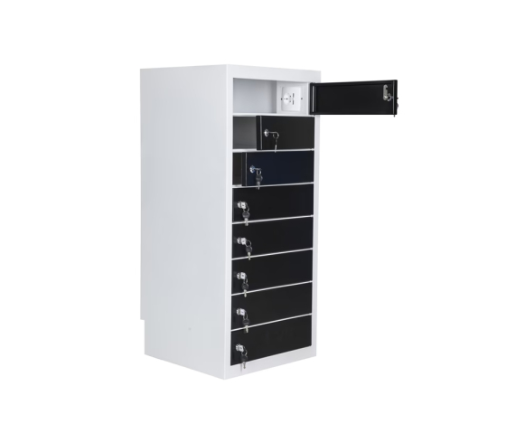 Charging locker BR8KL Black for 24 mobile devices - USB & power outlets - key locks