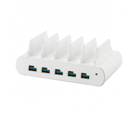 5 port Dual Charge USB-A/USB-C 150W oplaadstation - wit