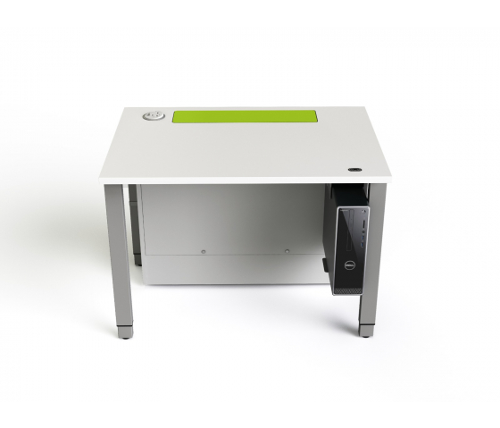 Stolik komputerowy M1 o regulowanej wysokości z 1 mechanicznie wysuwaną obudową monitora - 1200 (szer.) x 75 (gł.) cm
