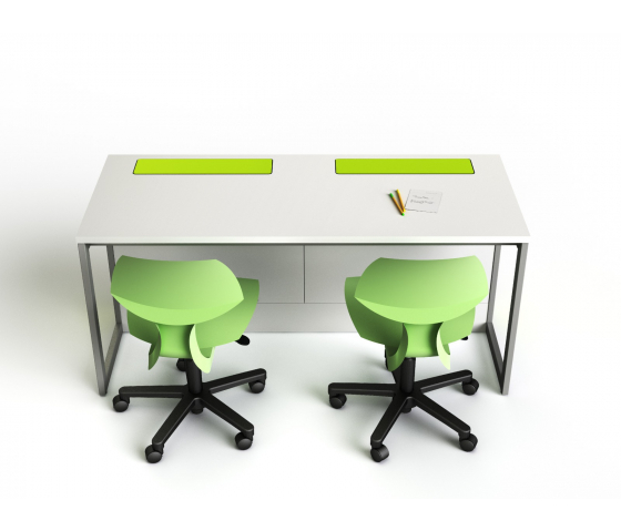 Computer table M1 with 2 mechanical pop-up monitor housings - 140 (W) x 67 (D) cm