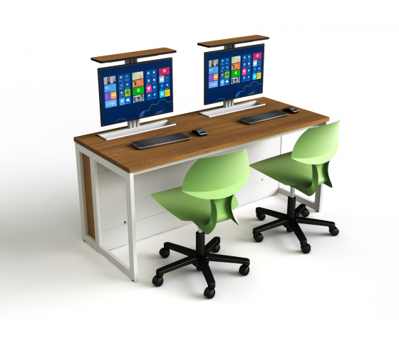 Computer table M1 with 2 mechanical pop-up monitor housings - 140 (W) x 67 (D) cm
