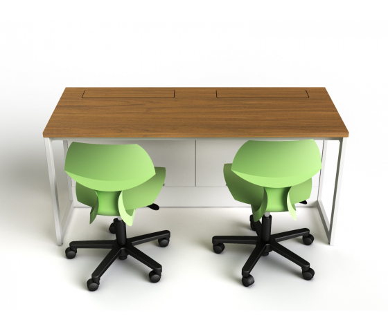 Computertafel M1 met 2 mechanische pop-up monitorbehuizingen - 160 (B) x 75 (D) cm