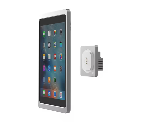 Magnetic tablet wall mount for iPad 10.2 inch (7, 8 and 9th generation) - wireless charging function - silver