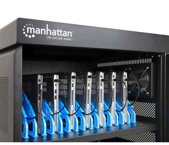 Manhattan Carro de carga para 32 tabletas o portátiles de hasta 15,6 pulgadas