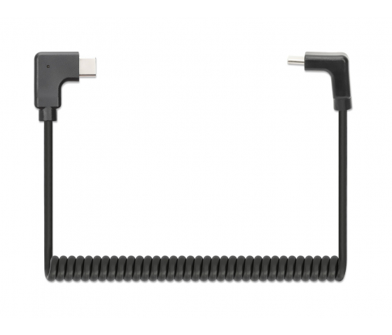 USB-C till USB-C-kabel med utdragbar lockig sladd - svart