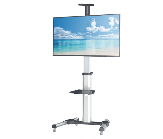 Carrello per monitor multimediali in alluminio regolabile in altezza - da 37 a 86 pollici