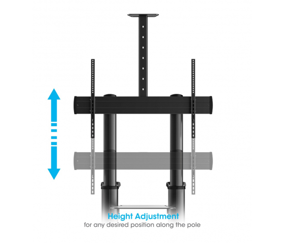 Height adjustable XXL mobile monitor floor stand - 70 to 120 inches