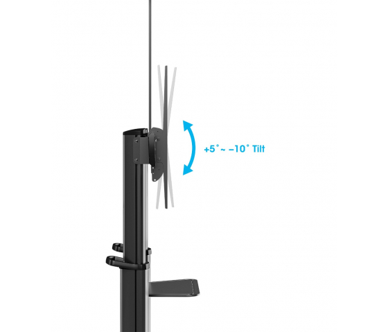 In hoogte verstelbare mobiele XL monitor vloerstandaard - 70 tot 120 inch