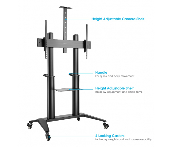 Height adjustable XXL mobile monitor floor stand - 70 to 120 inches