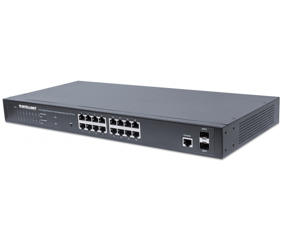 16-port Gigabit Ethernet Web-Managed PoE+ Switch med 2 SFP-porte