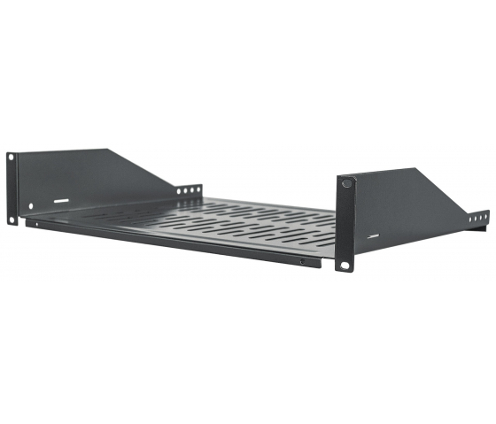 Wentylowana półka wspornikowa 2U 19 cali - głębokość 350 mm - nośność do 15 kg - czarna