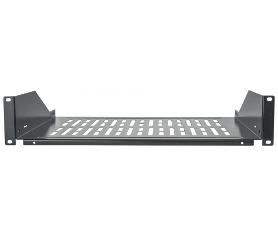 Wentylowana półka wspornikowa 2U 19 cali - głębokość 350 mm - nośność do 15 kg - czarna