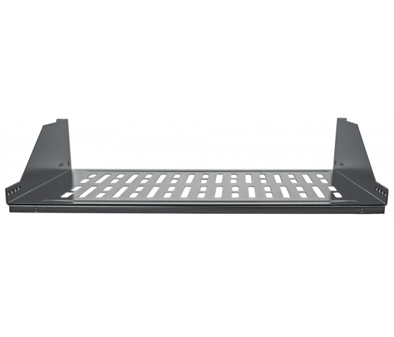 Wentylowana półka wspornikowa 2U 19 cali - głębokość 350 mm - nośność do 15 kg - czarna