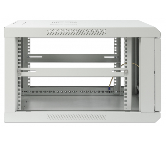 19 inch wandkast MHT135 met glazen deur - 6U hoogte - 600 mm diep - grijs