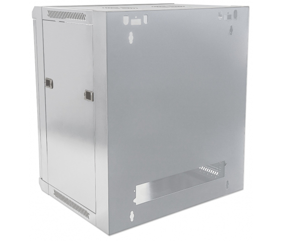 Armario mural de 19 pulgadas MHT108 con puerta de cristal - altura 9U - 450 mm de profundidad - flatpack - gris