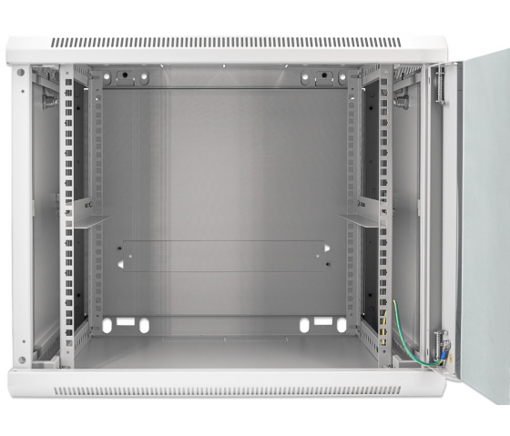 19 inch wandkast MHT147 met glazen deur - 9U hoogte - 450 mm diep - grijs
