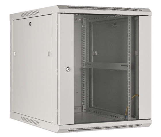 Armadio a parete da 19 pollici MHT139 con porta in vetro - altezza 12U - profondità 600 mm - grigio