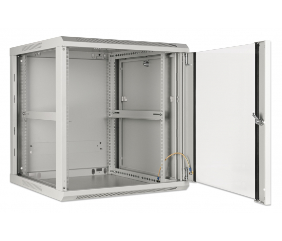 Armadio a parete da 19 pollici MHT139 con porta in vetro - altezza 12U - profondità 600 mm - grigio