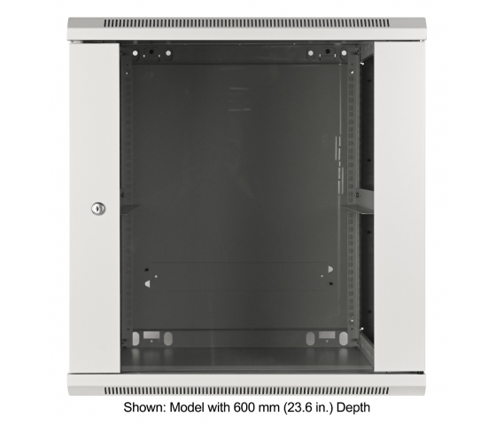 19 inch wandkast MHT137 met glazen deur - 12U hoogte - 450 mm diep - grijs