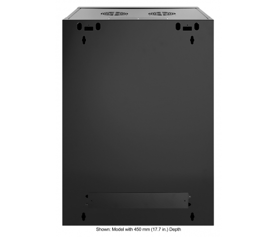 19-inch wall cabinet MHT125 with glass door - 15U height - 600 mm deep - flatpack - black