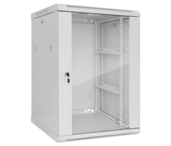 Armadio a parete da 19 pollici MHT151 con porta in vetro - altezza 20U - profondità 450 mm - grigio