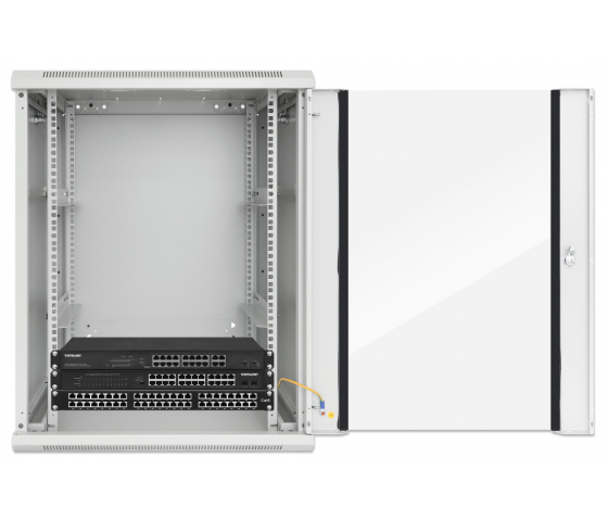Armadio a parete da 19 pollici MHT151 con porta in vetro - altezza 20U - profondità 450 mm - grigio